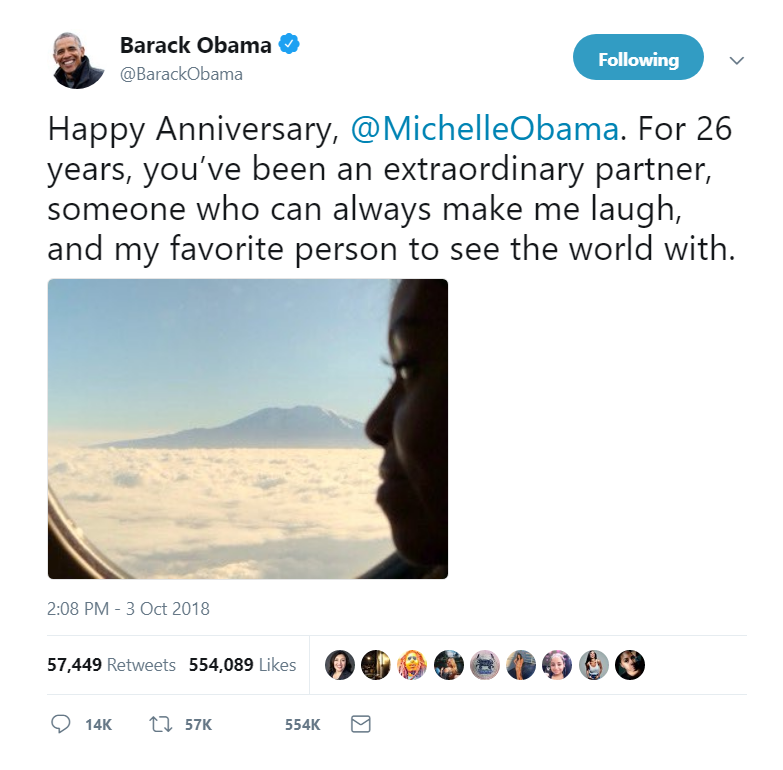 Barack and Michelle Obama celebrate their 20th anniversary this way