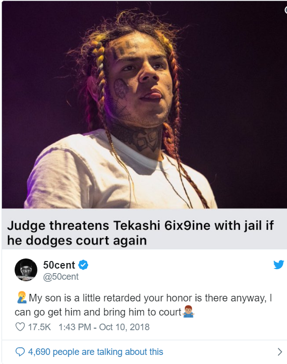 50 Cent shuns jailed Tekashi 6ix9ine: 'Don't call me, call ya momma'