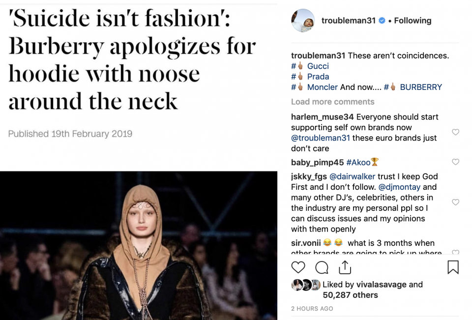 Burberry facing widespread backlash over 'noose' hoodie