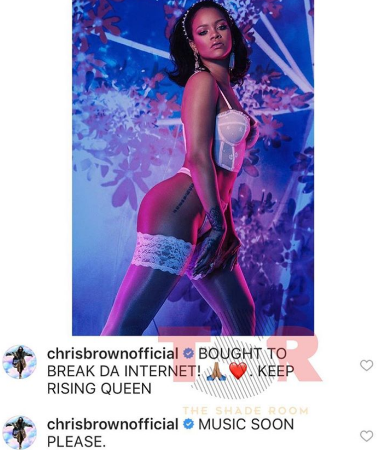 How fans reacted to Chris Brown when he commented on Rihanna's photo