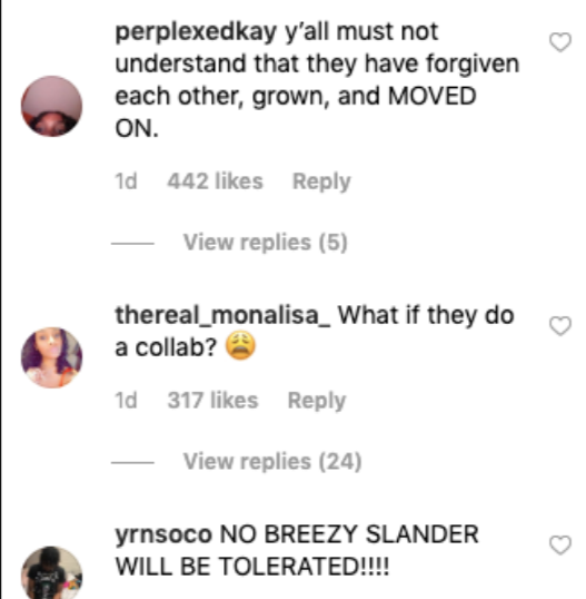 How fans reacted to Chris Brown when he commented on Rihanna's photo