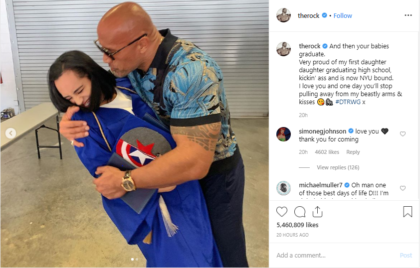 Dwayne Johnson shares a 'proud' father-daughter moment