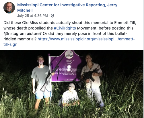 Racist Ole Miss students pose with guns in front of Emmett Till memorial