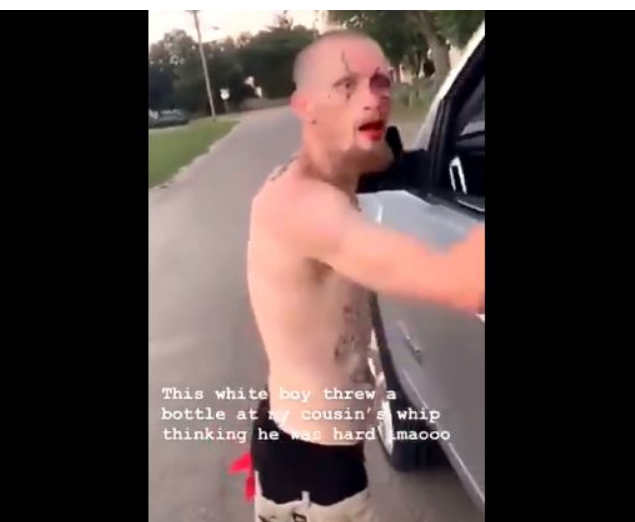 Racist sporting Swastika tattoo forced to clean Black man's car