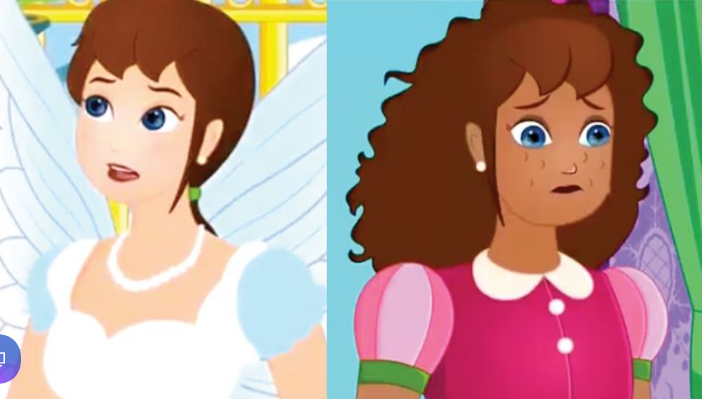Racist cartoon punishes White girl by making her 'ugly' and Black (video)