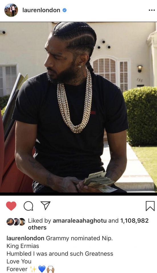 Lauren London and Nipsey Hussle’s sister celebrate his Grammy nominations