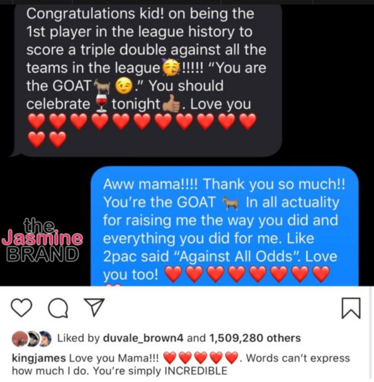 LeBron James receives touching message from mother after breaking NBA record