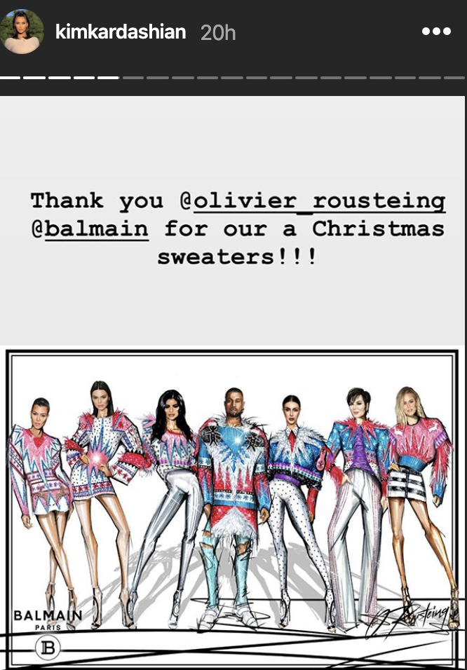 See the Kardashians' Custom Balmain Christmas Sweaters: Pics