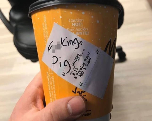 Cop lied when he accused fast-food worker of writing 'pig' on coffee cup