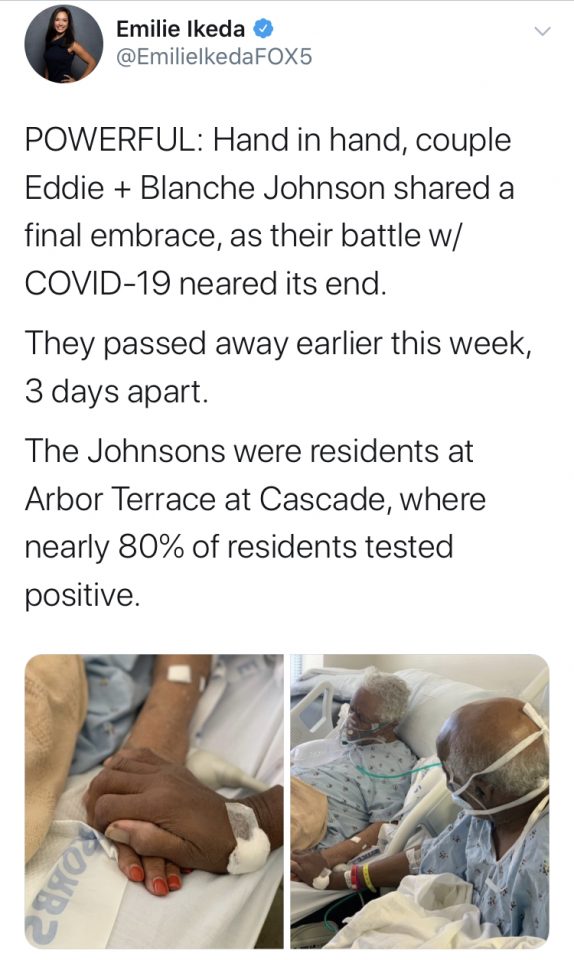 Black elderly couple dies days apart as COVID-19 ravages nursing home