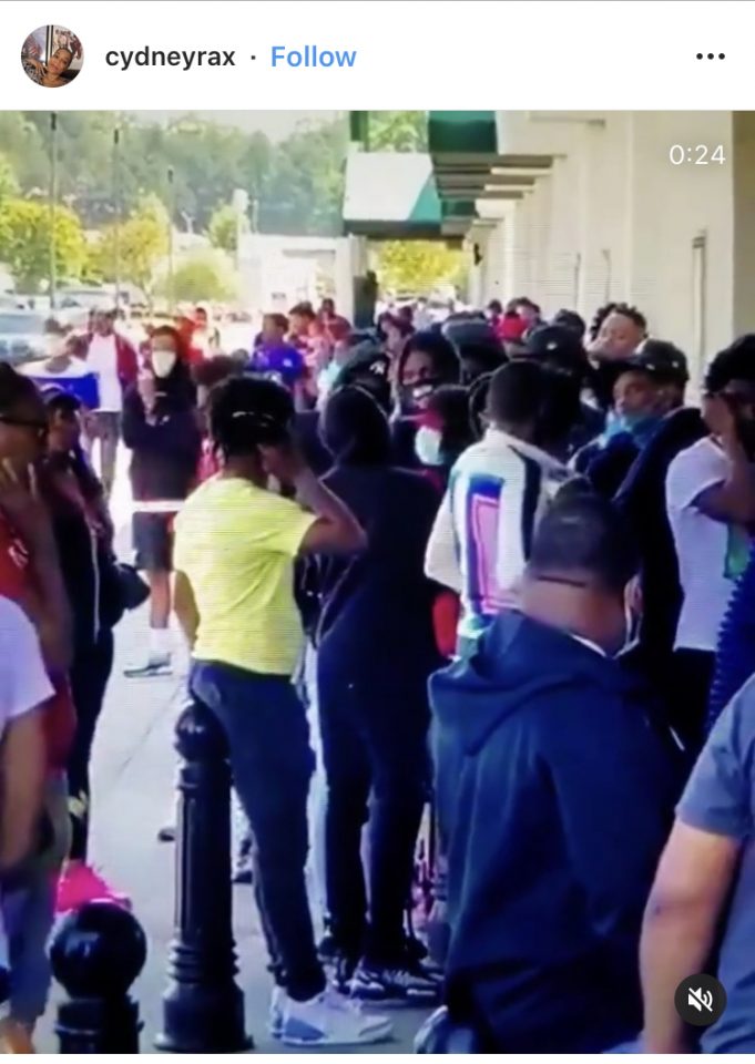 Hundreds line up for Air Jordan sneakers while not practicing social distancing