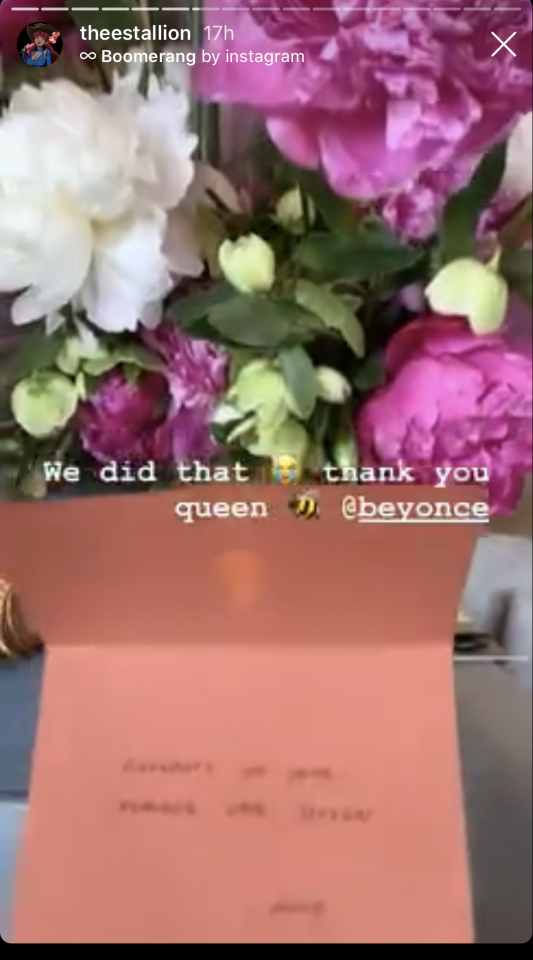 Beyoncé sends Megan Thee Stallion a beautiful bouquet to celebrate No. 1 hit