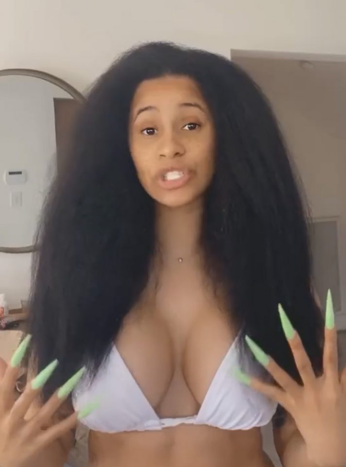 Cardi B shows off long natural hair and shares growth tips (photos)