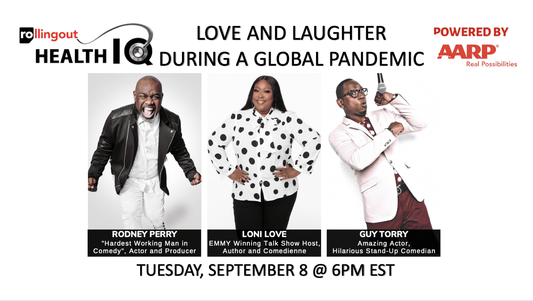 Sept 8: Join AARP+Health IQ for 'Love and laughter during a global pandemic'