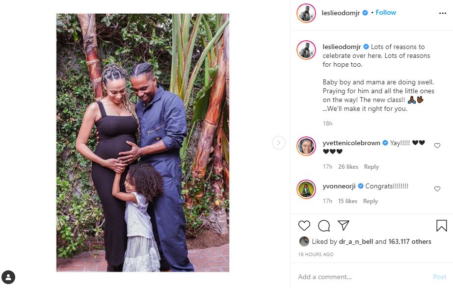 'Hamilton' star Leslie Odom Jr. and wife Nicolette Robinson expecting 2nd child