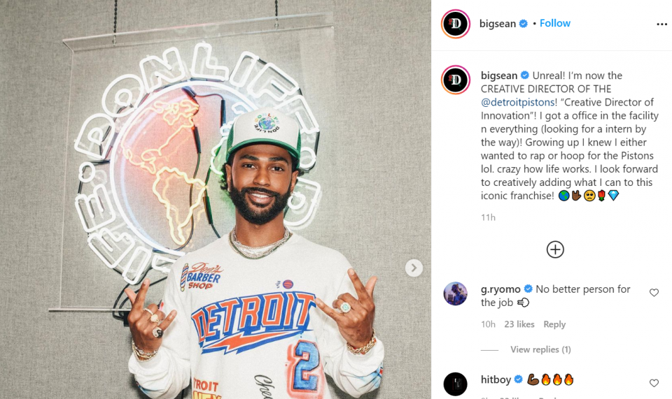 Big Sean hired by NBA's Detroit Pistons