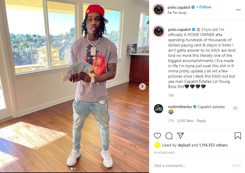 Polo G shows off pictures of his 1st home