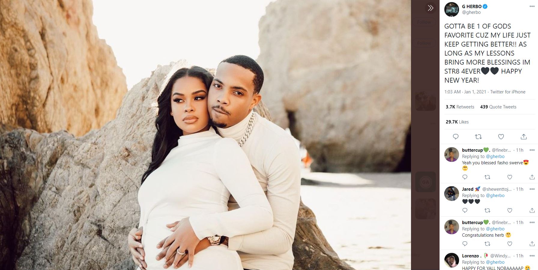Chicago rapper G Herbo and fiancée Taina Williams expecting their 1st