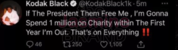 Kodak Black going back on pledge to donate $1M to charity if freed