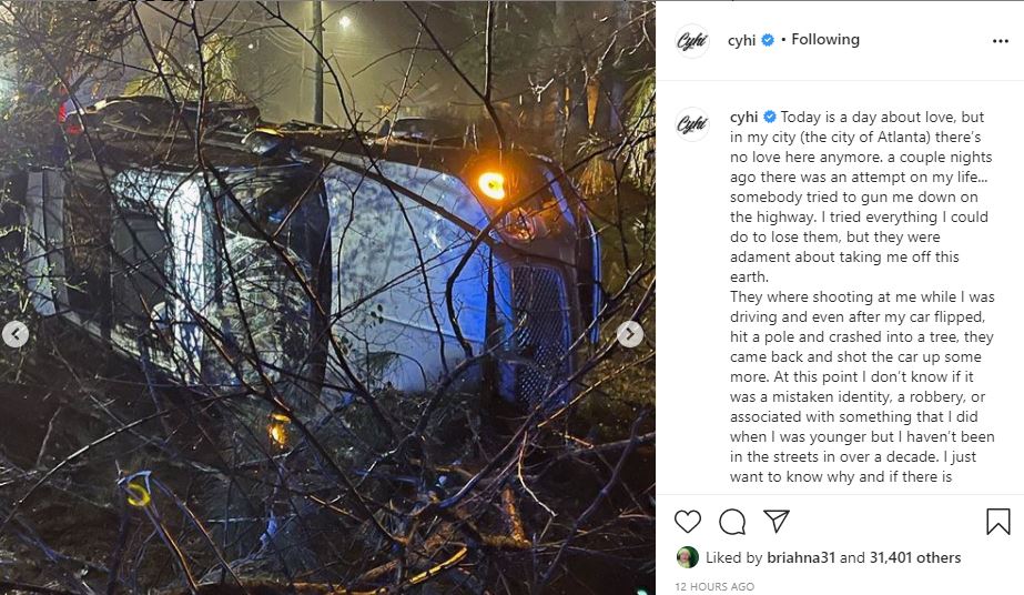 CyHi the Prynce nearly killed in Atlanta interstate shooting (photos)