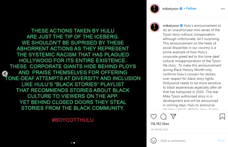 Mike Tyson blasts Hulu's 'unauthorized' miniseries about him, calls for boycott