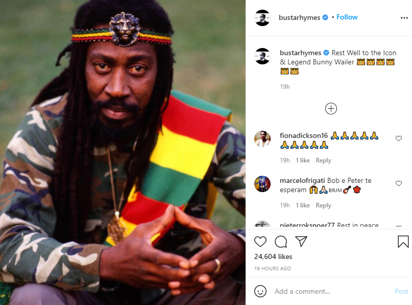 'A great loss for reggae': Shaggy, Busta Rhymes pay homage to Bunny Wailer