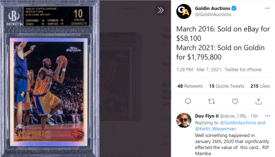 Kobe Bryant, LeBron James rookie cards sell for millions