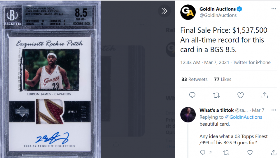 Kobe Bryant, LeBron James rookie cards sell for millions