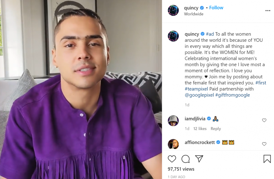 Quincy Brown pays tribute to his mom Kim Porter