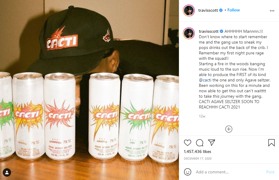 Travis Scott partners with Anheuser-Busch to unveil spiked seltzer