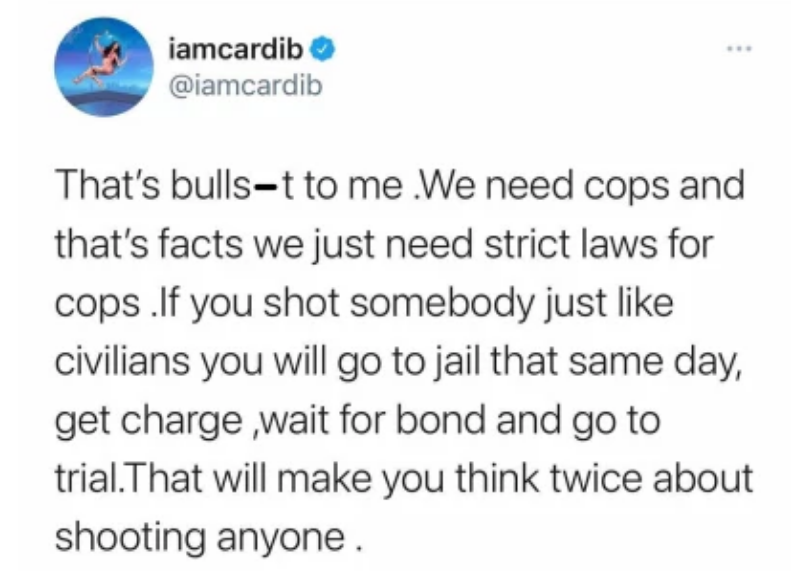 Cardi B blasts calls to 'defund the police,' then deletes tweet