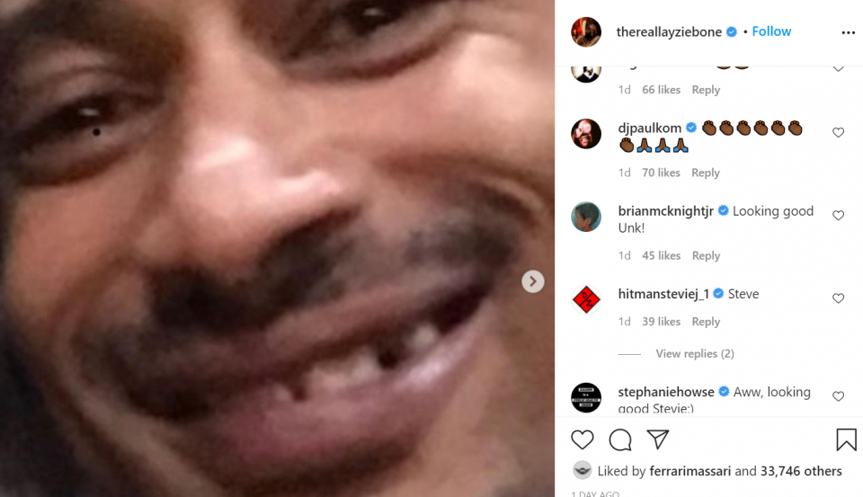 Bone Thugs-N-Harmony member Layzie Bone shows off his smile