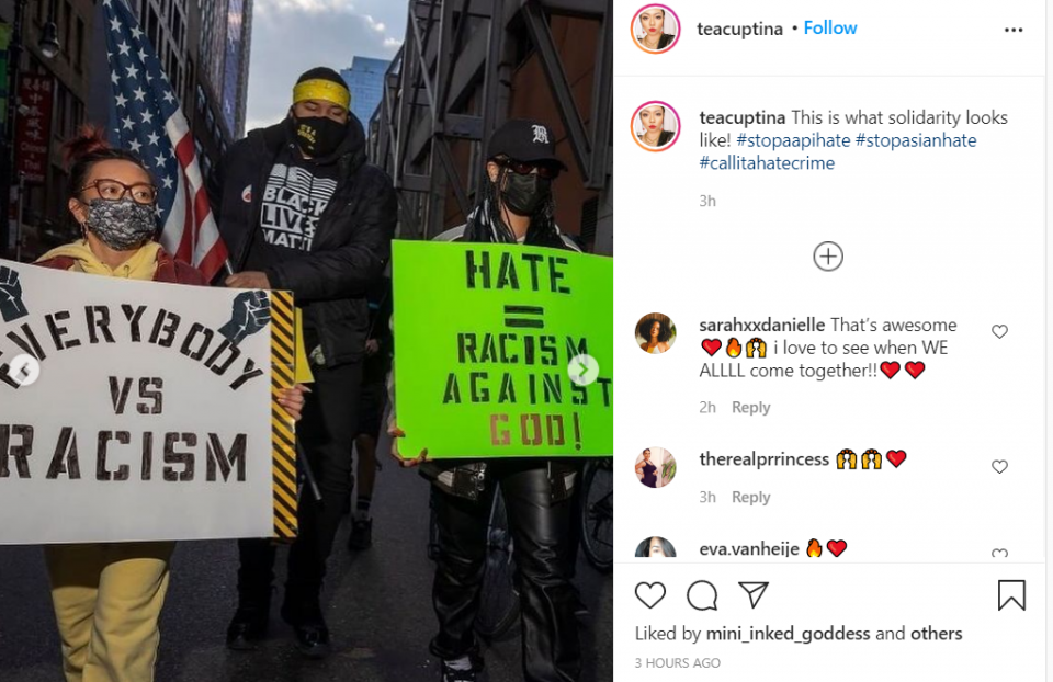 Rihanna joins Stop Asian Hate march and rally (video)