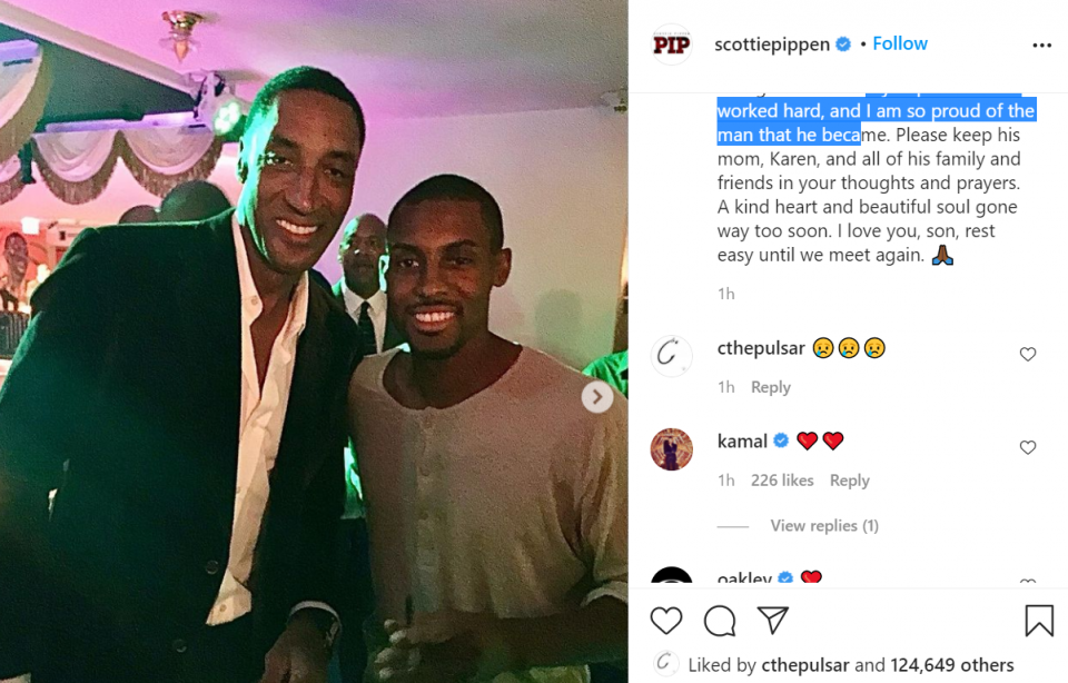 Scottie Pippen's oldest son dies at 33