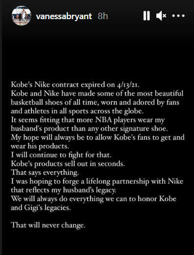 Kobe Bryant's widow Vanessa severs ties with Nike