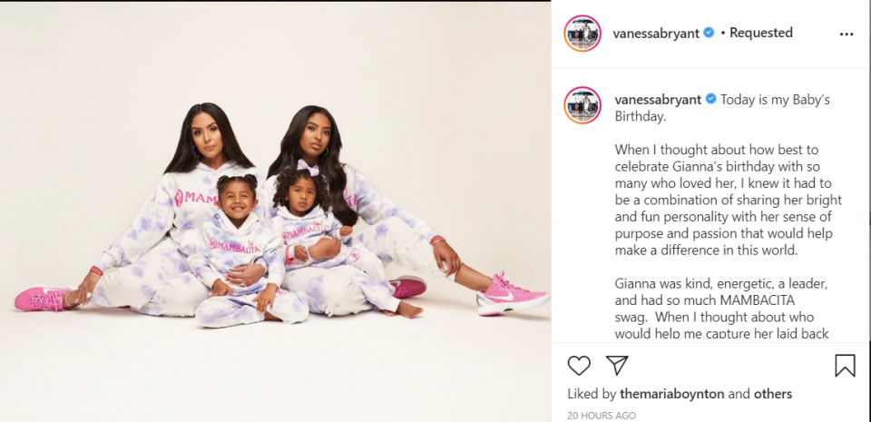 Vanessa Bryant launches apparel line in honor of Gianna