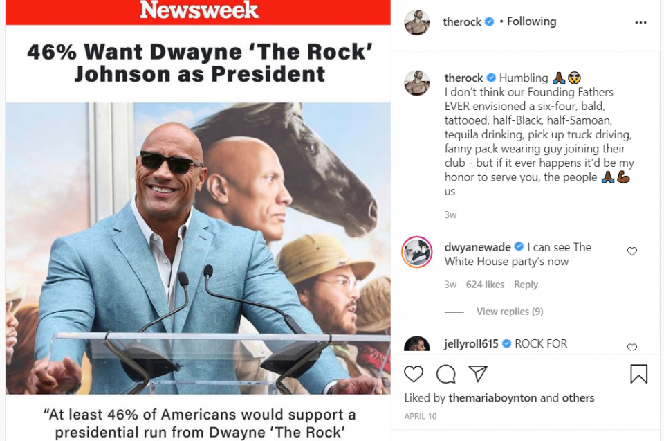 Dwayne 'The Rock' Johnson considering a run for US president