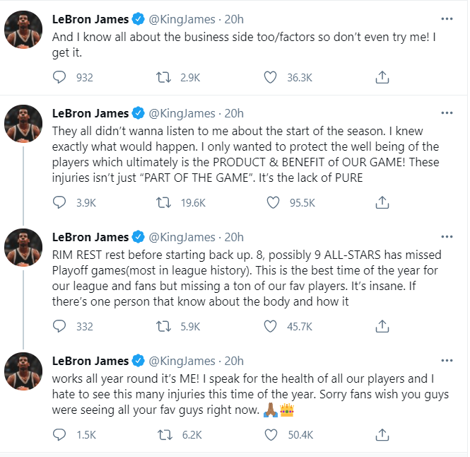 lebron james twitter post today