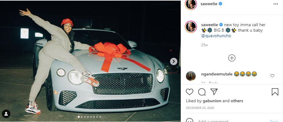 Quavo selling Bentley he gave ex-girlfriend Saweetie for her birthday (photo)