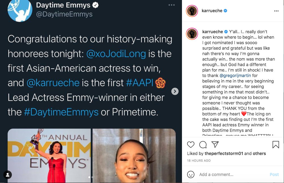 Karrueche Tran makes history with Daytime Emmy win (photo)