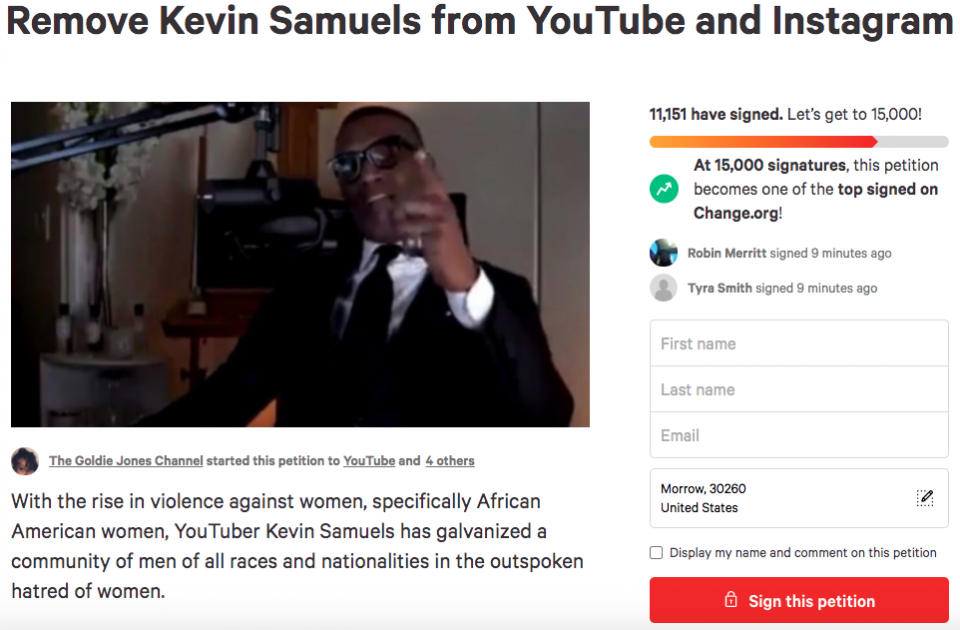 Why thousands signed petition to remove Kevin Samuels from YouTube and Instagram