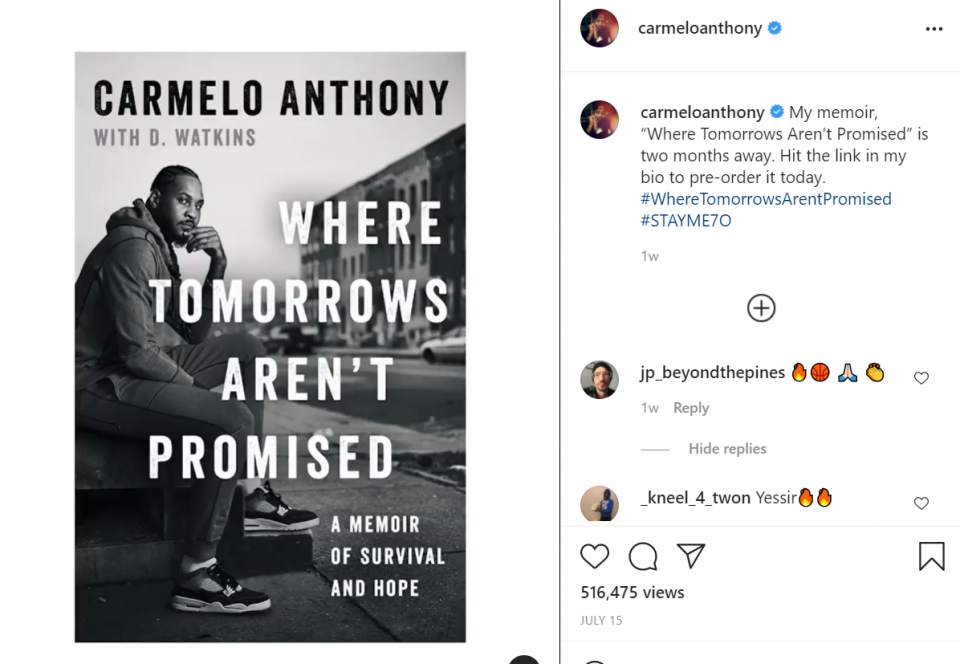 Carmelo Anthony chronicles his rise from the 'bottom' in new memoir