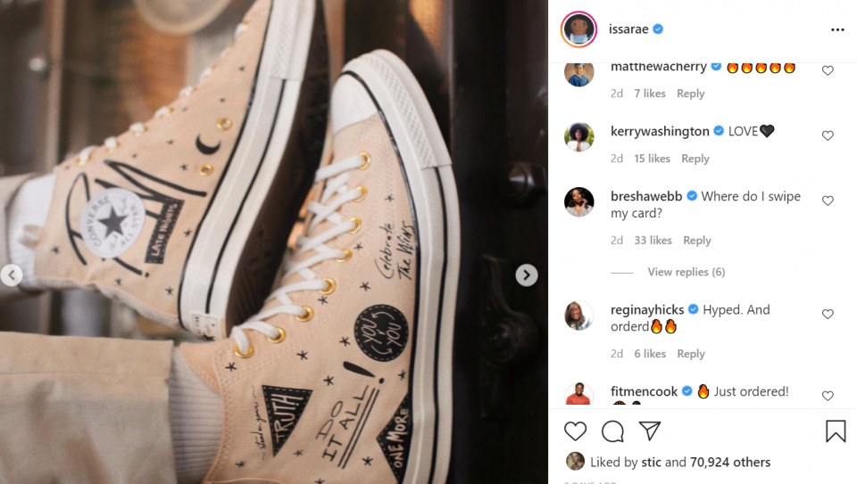 Check out Converse's classic Chuck Taylor sneaker redesigned by Issa Rae