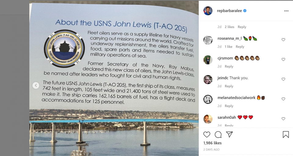 US Navy names ship in honor of John Lewis (photos)