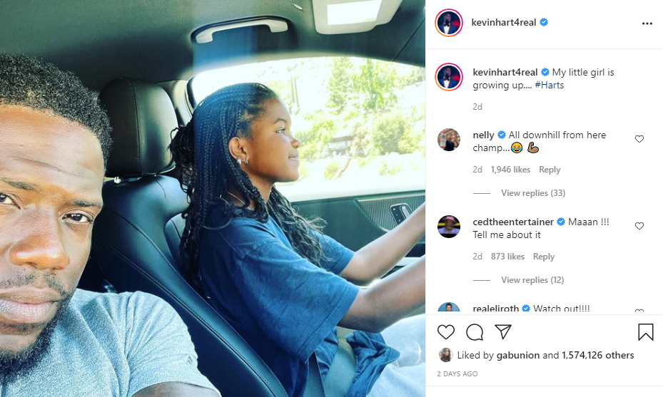 Kevin Hart is teaching daughter Heaven how to drive (photo)