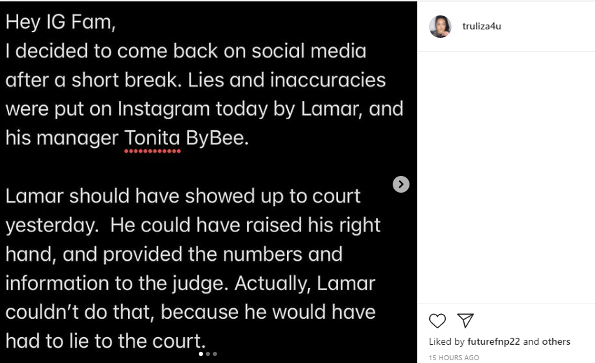 Lamar Odom and Liza Morales rip each other over child support