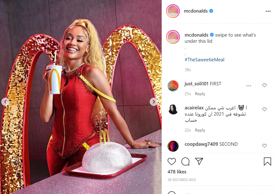 Saweetie gets her own McDonald's combo meal (photos)