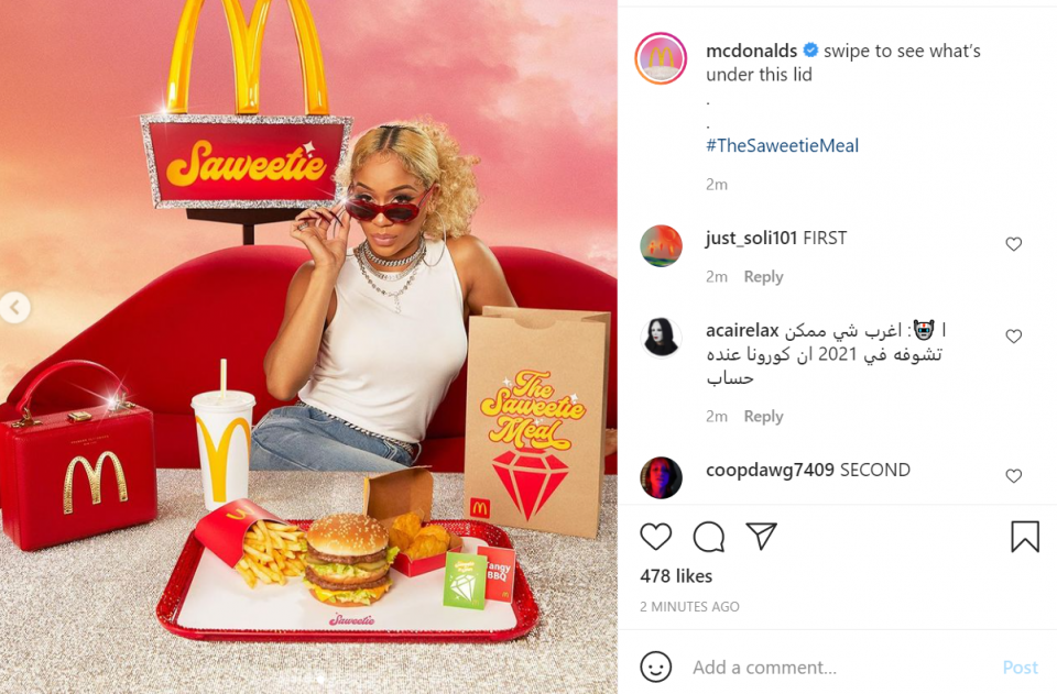 Saweetie gets her own McDonald's combo meal (photos)