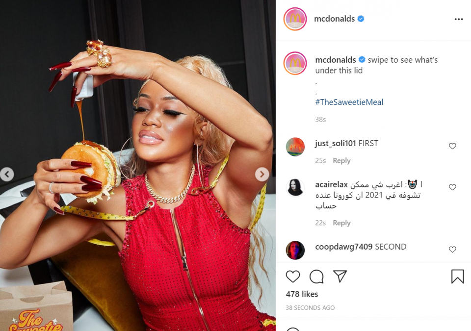 Saweetie gets her own McDonald's combo meal (photos)