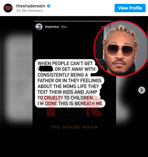Future and the mother of his child bicker on social media